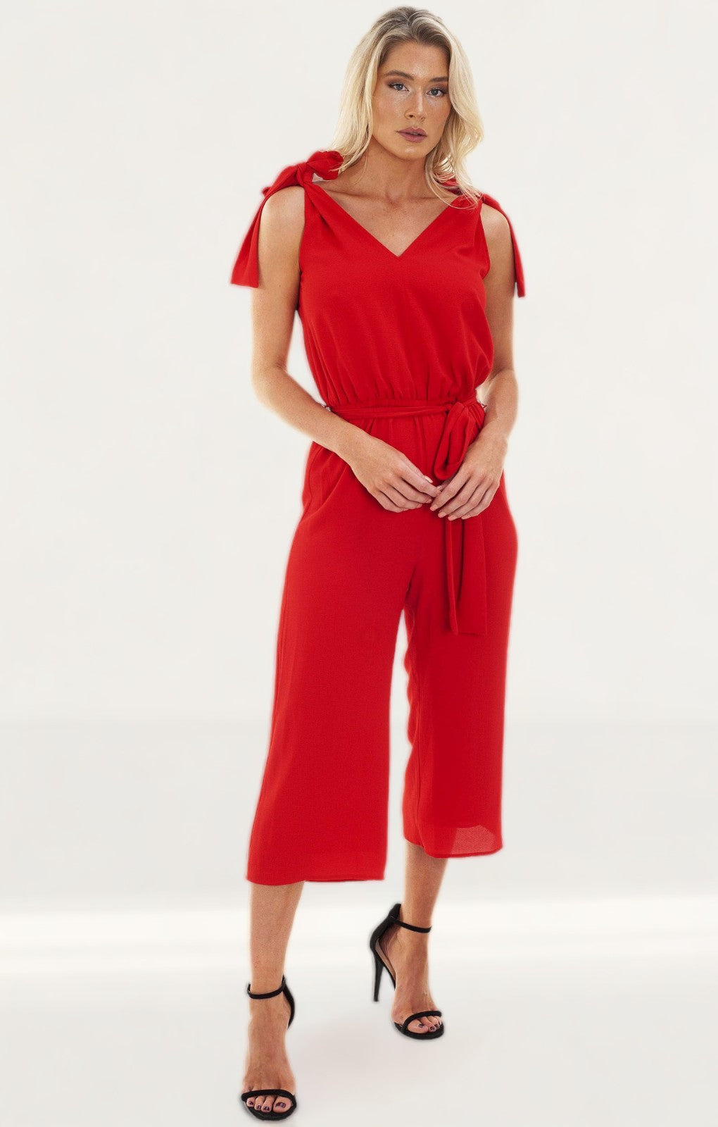 Michael Kors Red Jumpsuit With Bow Detail