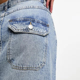 Miss Selfridge Denim Pocket Detail Maxi Skirt In Light Wash Blue