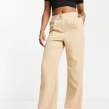 Miss Selfridge Slouchy Straight Leg Dad Trouser In Stone