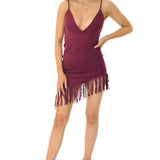 Missguided Maroon Tassel Bodycon Dress