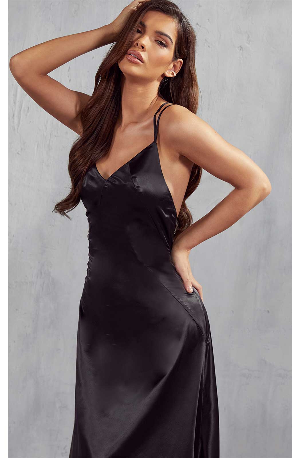 MissPap Black Matilda Premium Strappy Fishtail Maxi Dress