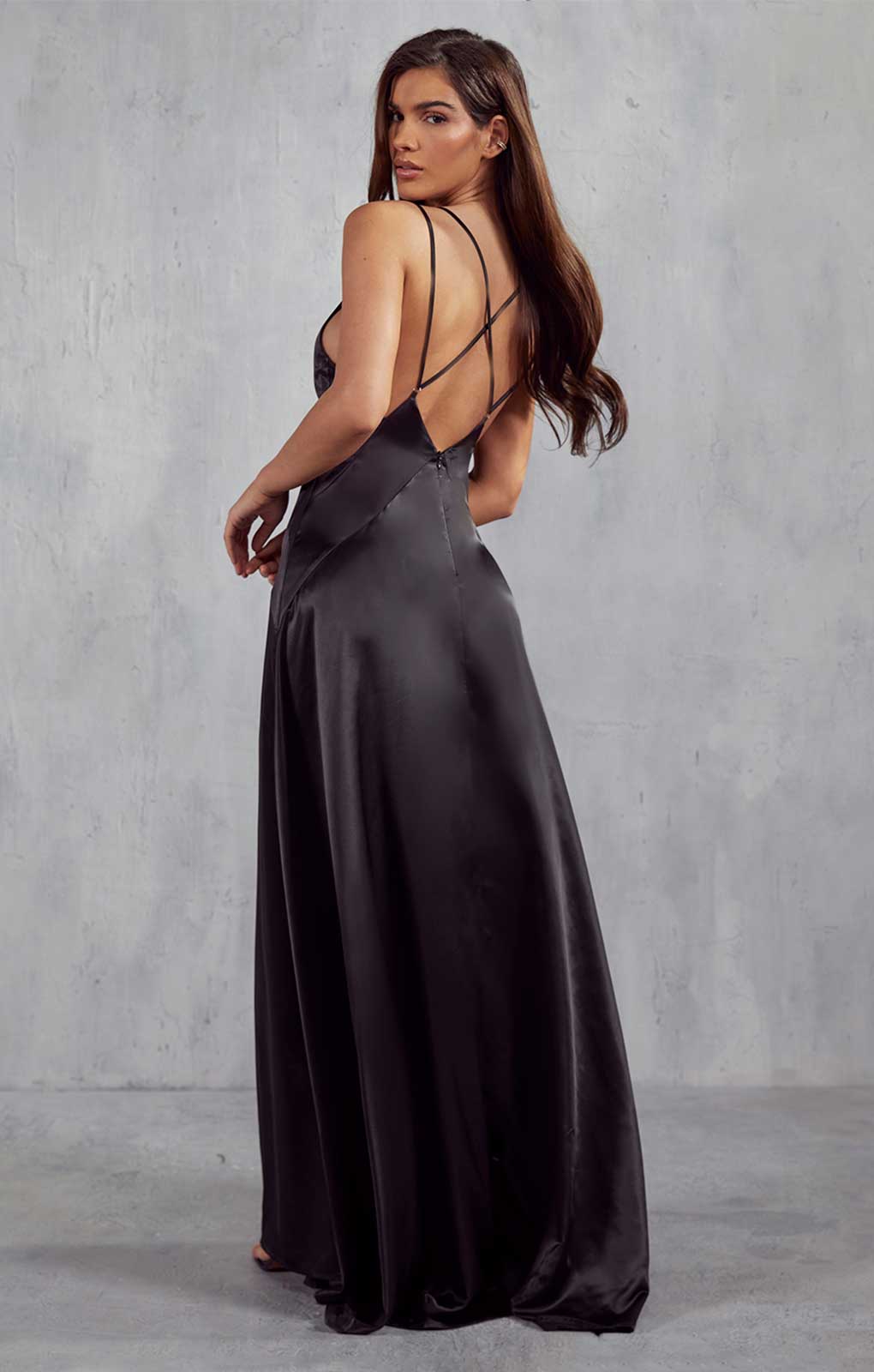 Rent MissPap Black Matilda Premium Strappy Fishtail Maxi Dress Hirestreet