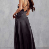 Misspap Black Matilda Premium Strappy Fishtail Maxi Dress product image