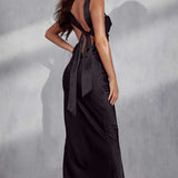 Misspap Black Morgan Premium Cowl Draped Maxi Dress product image