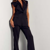 Misspap Black Satin Tailored Waistcoat & Trouser Co-Ord product image