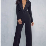 Misspap Black Tuxedo Style Straight Leg Jumpsuit product image