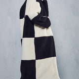 Misspap Black Two Tone Colour Block Teddy Coat