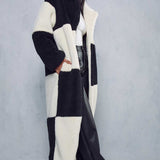 Misspap Black Two Tone Colour Block Teddy Coat