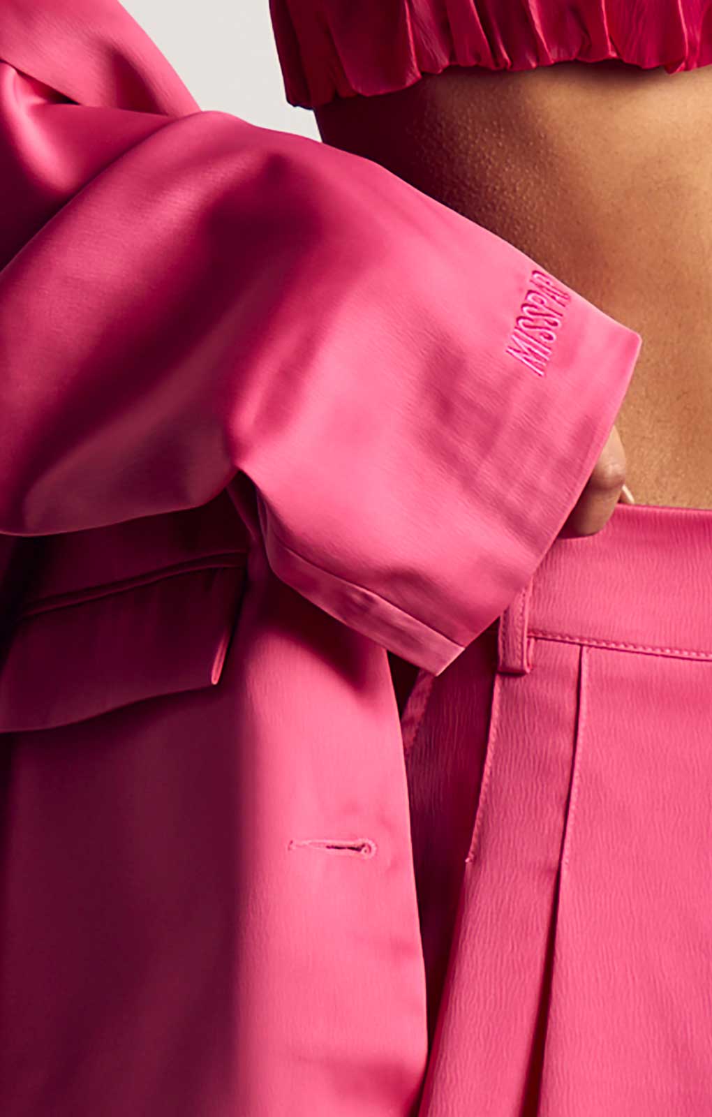 MissPap Fuschia Premium Oversized Satin 3 Piece Co-ord