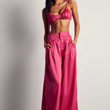 MissPap Fuschia Premium Oversized Satin 3 Piece Co-ord