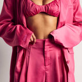 MissPap Fuschia Premium Oversized Satin 3 Piece Co-ord