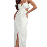 Misspap Ivory Marielle Premium Twist Front Maxi Dress