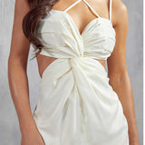 Misspap Ivory Marielle Premium Twist Front Maxi Dress