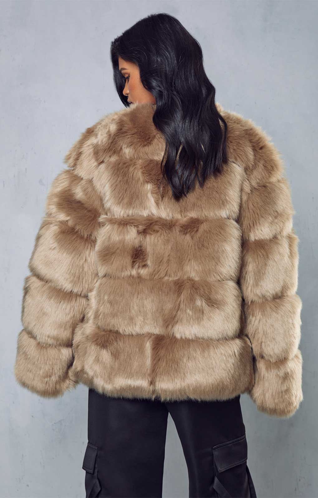 Misspap Stone Faux Fur Panelled Coat product image