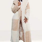 Misspap Stone Two Tone Colour Block Teddy Coat