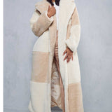 Misspap Stone Two Tone Colour Block Teddy Coat product image
