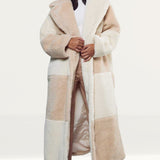 Misspap Stone Two Tone Colour Block Teddy Coat