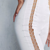 Misspap White Lace Up One Shoulder Jumpsuit