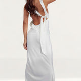 MissPap White Morgan Premium Cowl Draped Maxi Dress product image