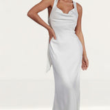 MissPap White Morgan Premium Cowl Draped Maxi Dress product image