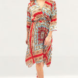 Mixed Print Pleated Midi Dress product image