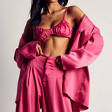 MissPap Fuschia Premium Oversized Satin 3 Piece Co-ord