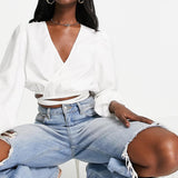 Na-Kd Wrap Blouse In White