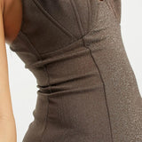 Na-Kd X Mimi Ar Mini Dress In Brown Glitter