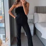 Nasty Gal Black Feather Bandeau Jumpsuit product image