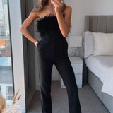 Nasty Gal Black Feather Bandeau Jumpsuit