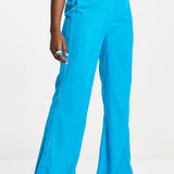 Native Youth High Waist Flare Trousers In Pop Blue Velvet
