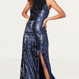 Little Mistress Navy Sequin Maxi Dress
