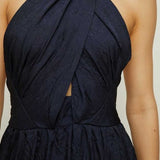 Oasis Navy Cross Neck Halter Tiered Maxi Dress product image