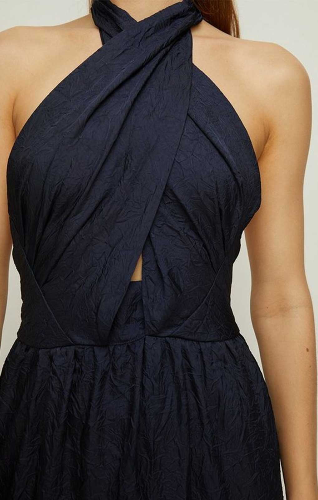 Oasis Navy Cross Neck Halter Tiered Maxi Dress Oasis Navy Cross Neck Halter Tiered Maxi Dress