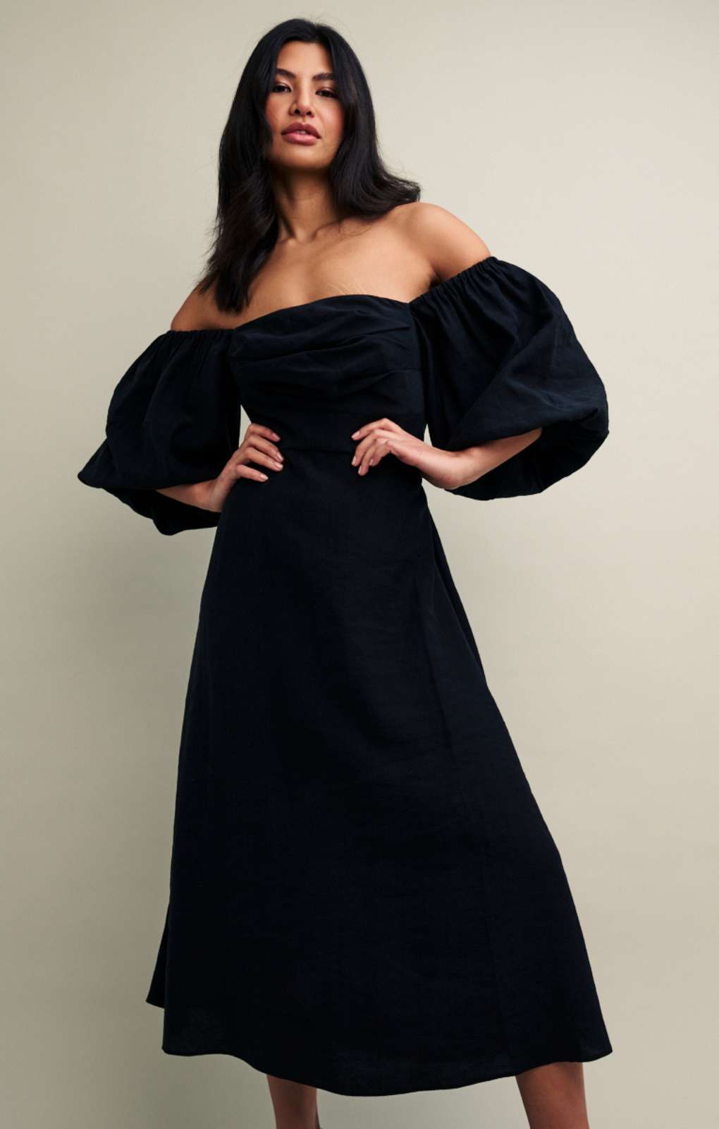 Nobody's Child Black Maxine Midi Dress