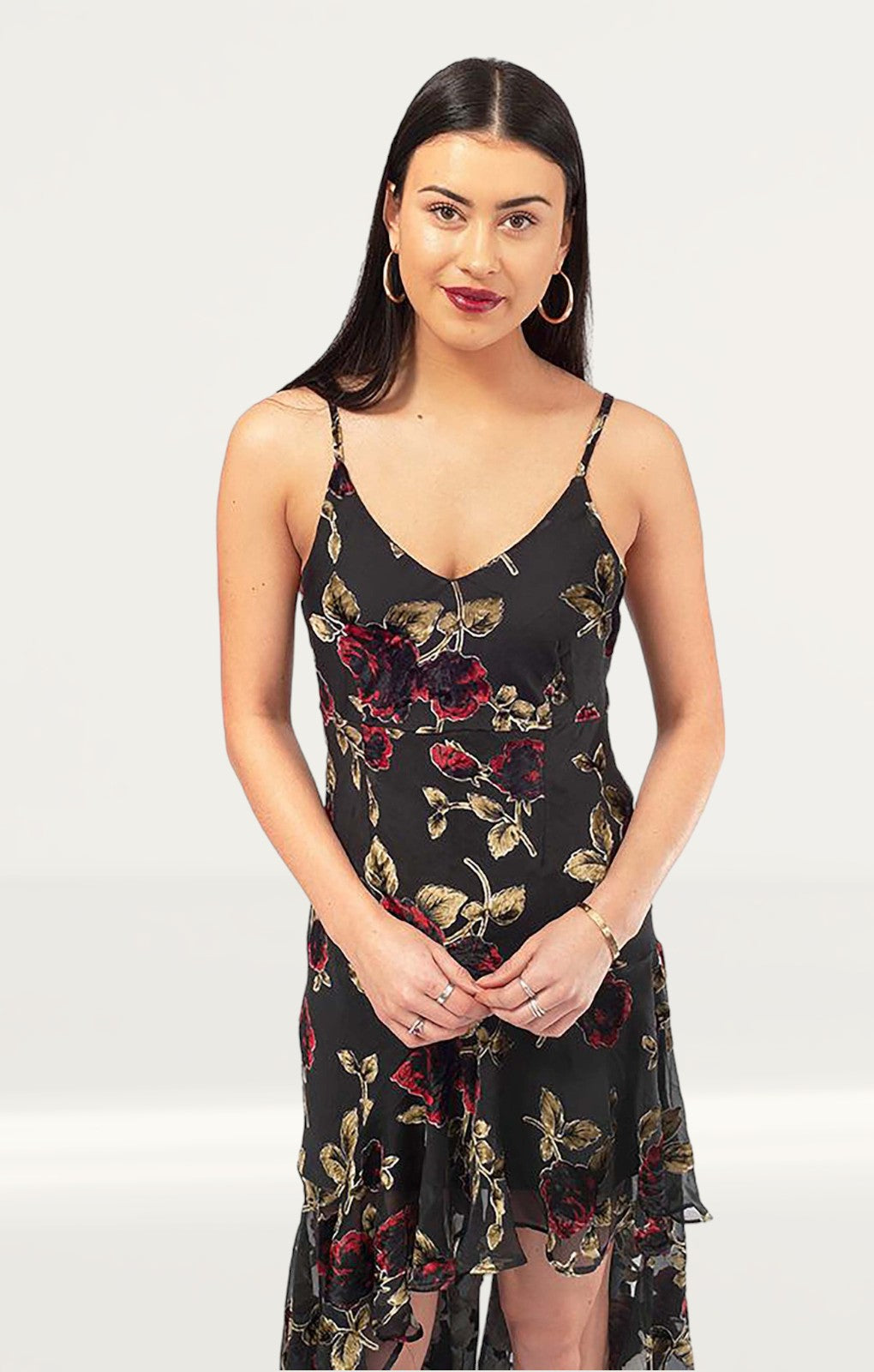 Never Fully Dressed Black Floral Velvet Dress product image