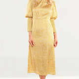 Never Fully Dressed Gold Ditsy Print Midi Dress
