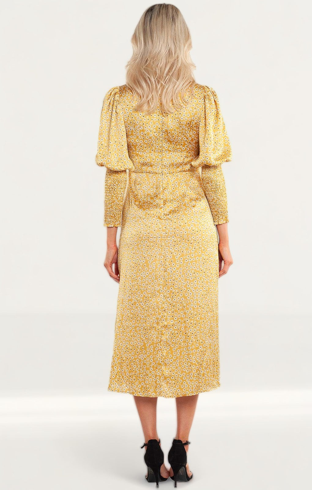 Never Fully Dressed Gold Ditsy Print Midi Dress