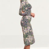 Never Fully Dressed Green Floral High Neck Midi Dress
