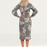 Never Fully Dressed Green Floral High Neck Midi Dress