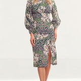 Never Fully Dressed Green Floral High Neck Midi Dress