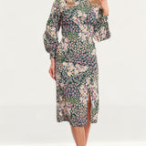 Never Fully Dressed Green Floral High Neck Midi Dress