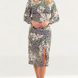 Never Fully Dressed Green Floral High Neck Midi Dress