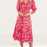 Never Fully Dressed Red/Pink Print Victoria Dress
