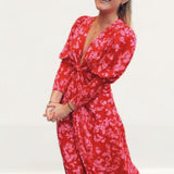 Never Fully Dressed Red/Pink Print Victoria Dress