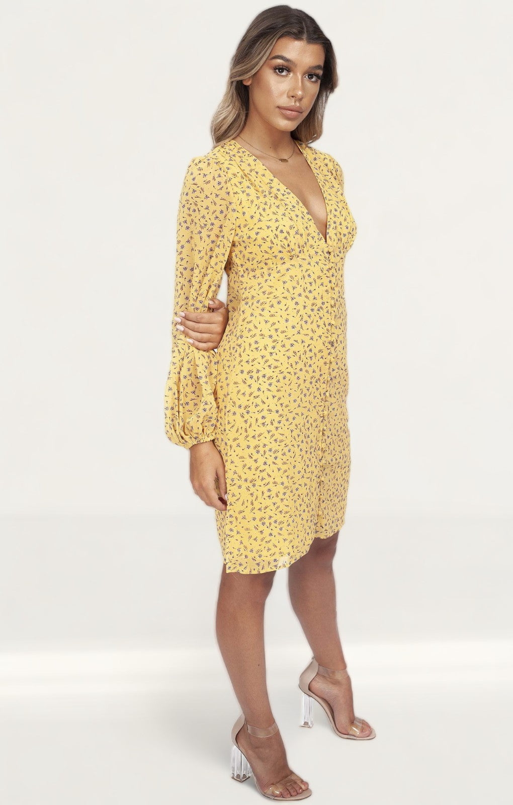 Never Fully Dressed Yellow Floral Print Mini Dress product image