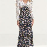 Never Fully Dressed Contrast Floral Button Detail Dress