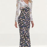 Never Fully Dressed Contrast Floral Button Detail Dress