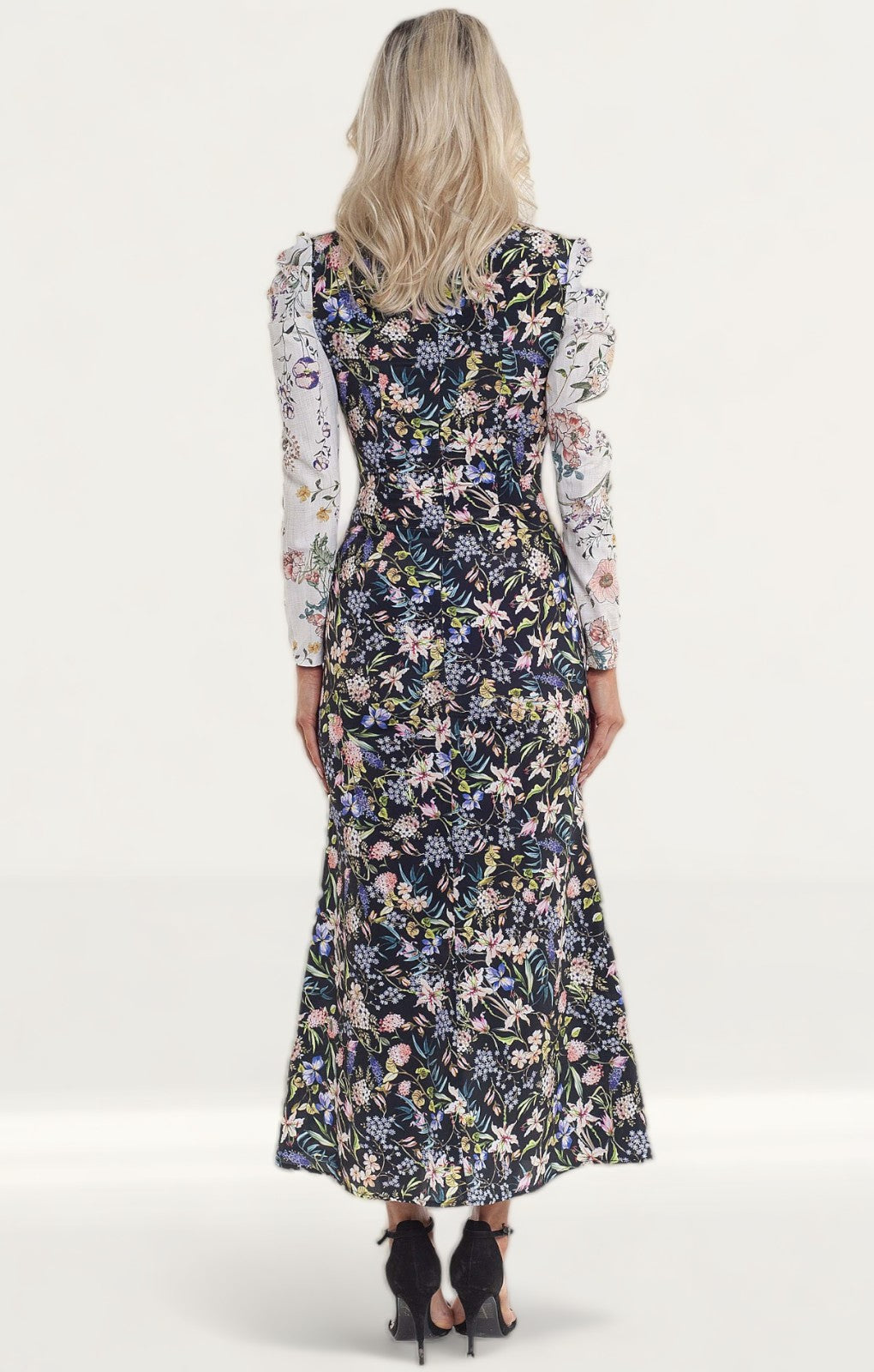 Never Fully Dressed Contrast Floral Button Detail Dress