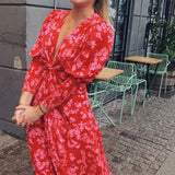 Never Fully Dressed Red/Pink Print Victoria Dress